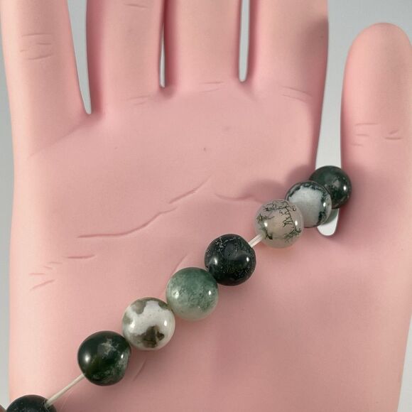 Green Moss Agate Stone Beaded Stretch Bracelet Boho Statement Classic - Picture 6 of 6